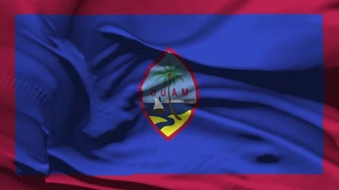 Closeup Guam Flag Wave Loop waving in wind Realistic Guam Flag background Stock Footage 321514542