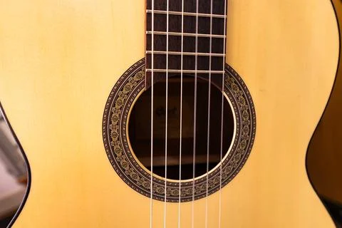 Closeup of guitars in store Stock Photos