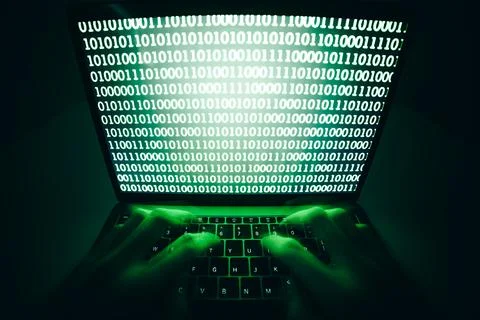 Closeup of hacker is using the laptop computer to coding virus or malware f.. Stock Photos