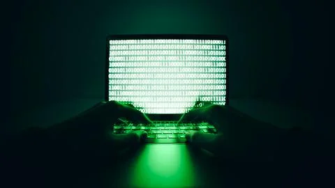 Closeup of hacker is using the laptop computer to coding virus or malware f.. Stock Photos