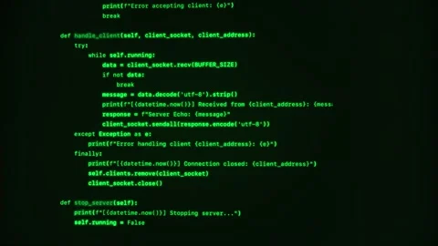 Closeup of Hacking Code on Dark Background Stock Footage 308479186