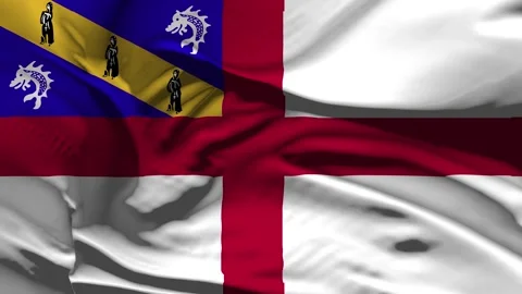 Closeup Haerm Flag Wave Loop waving in wind Realistic Haerm Flag background Video stock 321809013