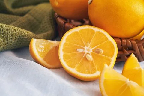 Closeup of halved lemon Stock Photos