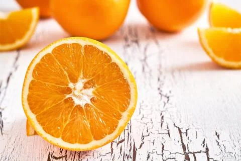 Closeup of halved orange Stock Photos