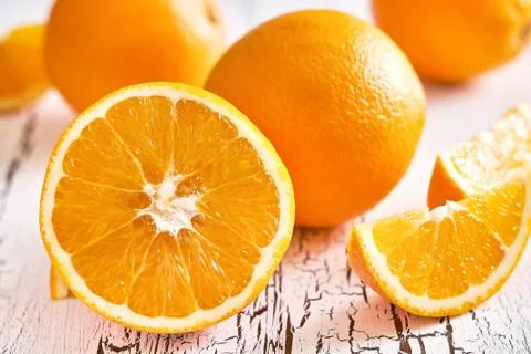 Closeup of halved orange Stock Photos