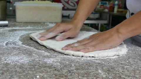 Closeup hand of chef baker making pizza at kitchen Video stock 81536485