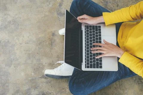 Closeup hand coding programing computer software. Stock Photos