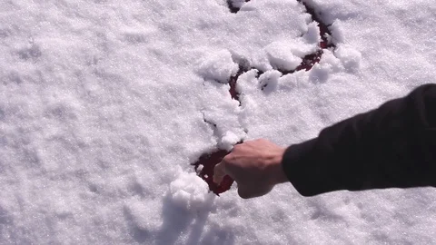 Closeup Hand drawing question mark on white snow concept for confusion, quest Stock Footage 105289558