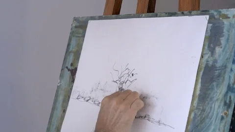 Closeup of a hand making a drawing 스톡 동영상 79054217