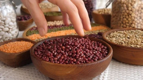 Closeup Of Hand With Red Beans. Stock-Footage 125386847