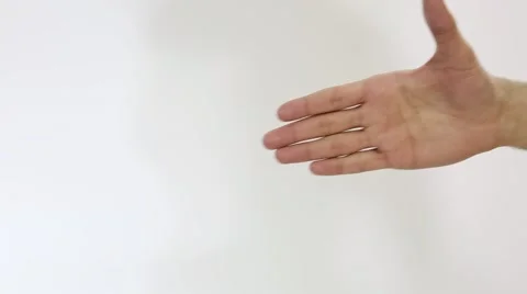 Closeup of hand shake of nude man and woman on white background isolated. Woman  Stock-Footage 61298952