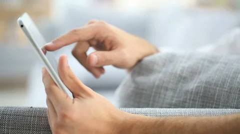 Closeup of hand sliding on digital tablet Stock Footage 44104976