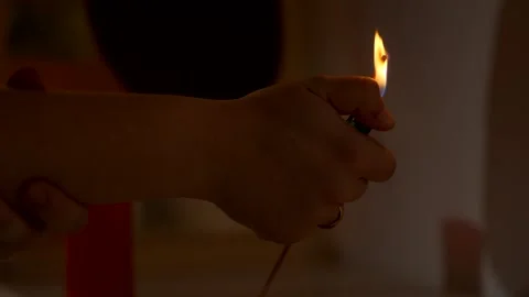 Closeup of hand switching incense 스톡 동영상 269447413