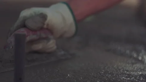Closeup of hand troweling concrete Stock Footage 55144836