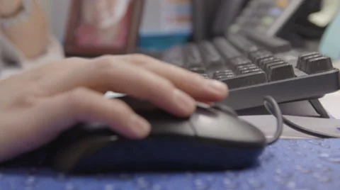 Closeup of Hand Using Computer Mouse Video stock 40196519
