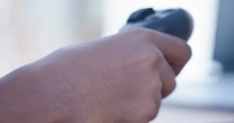 Closeup of Hand Using Joystick Stock Footage 200843003