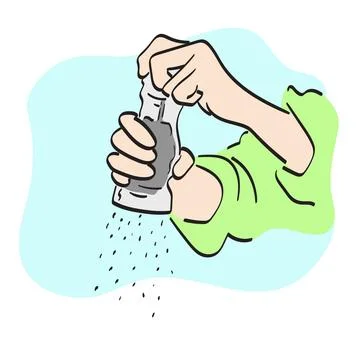 Closeup hand using peper grinder illustration vector hand drawn isolated 스톡 일러스트