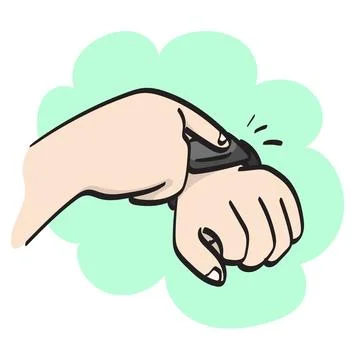 Closeup hand using smart watch illustration vector hand drawn isolated Stock Illustration