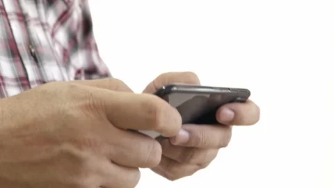 Closeup of Hand Using Smartphone for Connect a Community Stock Footage 229563932