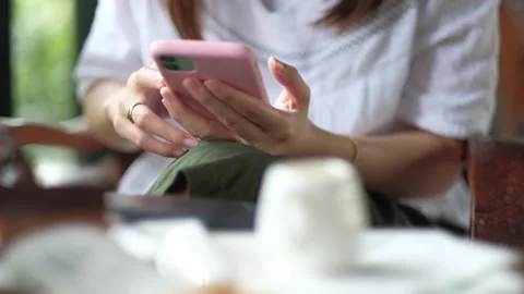 Closeup hand of woman using smart phone. Stock Footage 132916992