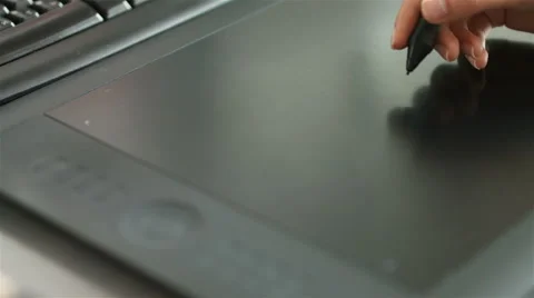 Closeup of hand working on graphic tablet Stock Footage 61249327