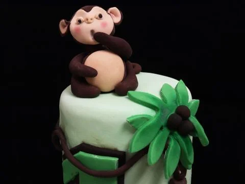 Closeup of a handmade marzipan monkey Stock Photos