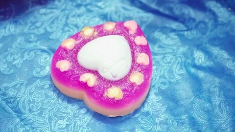 Closeup of handmade soap on the table Stock Footage 74361704