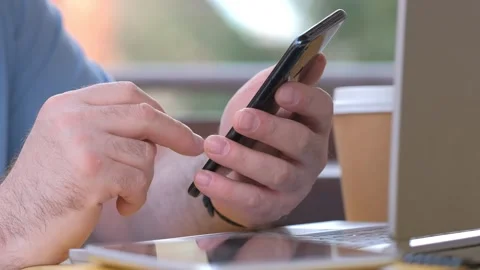 Closeup, hands and smartphone for typing, update software and connection for Stock Footage 252932936