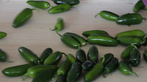 CloseUp of hands cleaning and separating serrano peppers on conveyor belt Stock Footage 130047416