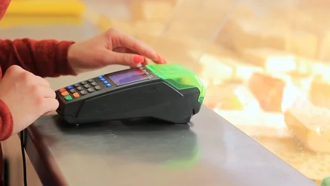 Closeup of a hands counting on a cash register. Stock Footage 128697694