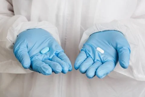 Closeup of hands in gloves with tablet Fotos Stock