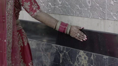 Closeup of hands Indian Bride getting ready for her traditional Indian Wedding Stock-Footage 170871416