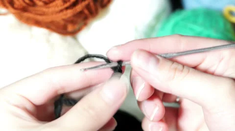 Closeup of hands knitting Stock Footage 39365476