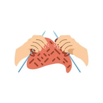 Closeup of hands knitting Illustrazione stock