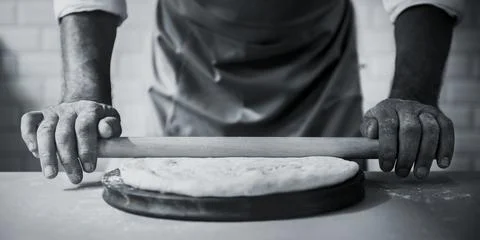 Closeup of hands making dough for bake Stock Photos