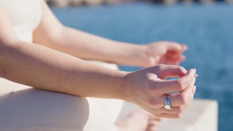 Closeup of hands in meditation posture Stock Footage 268767389