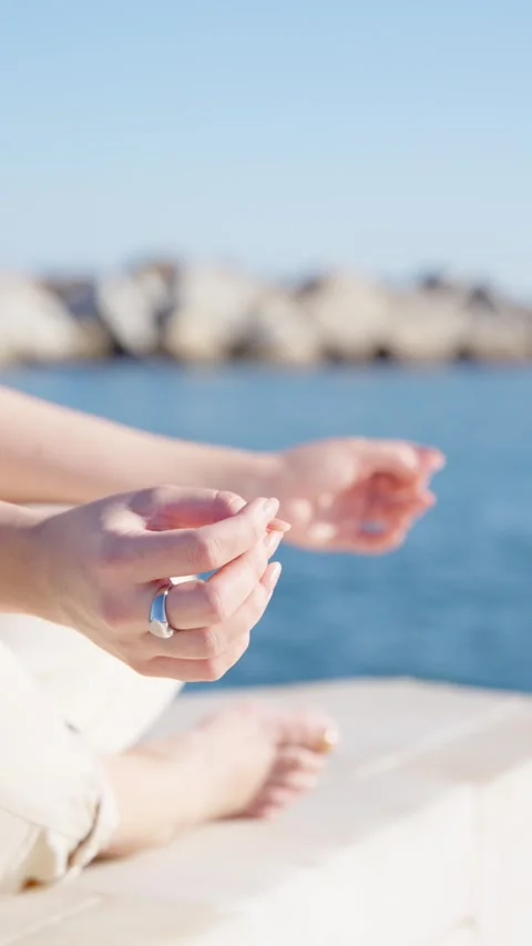 Closeup of hands in meditation posture Stock Footage 270141327