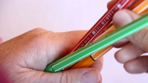 Closeup || HANDS with PENS Stock Footage 91779935