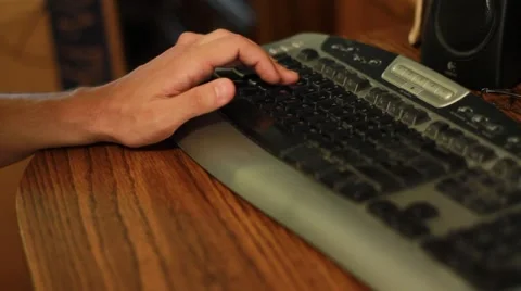 Closeup Hands of Person Playing Video Game on PC Stock Footage 49130632