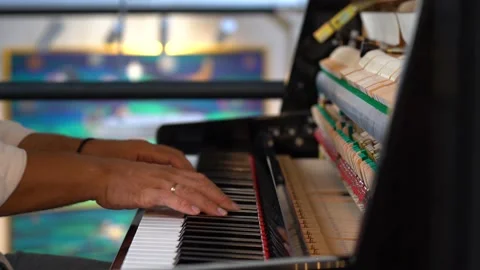 Closeup on hands playing piano. Stock Footage 218221725