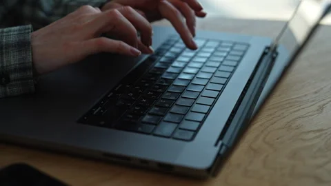 Closeup hands of unrecognizable freelancer developer female typing program code Stock Footage 272613876