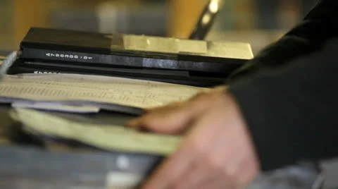 Closeup of hands in warehouse, working with a shipping ledger Stock Footage 22918428
