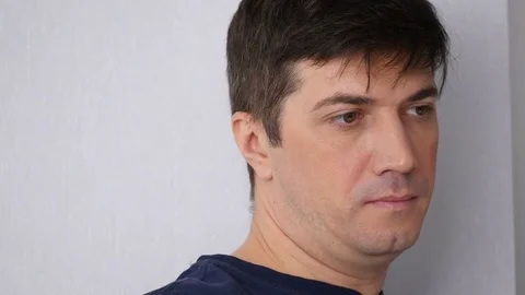 Closeup Handsome Man Actor Stands and Waits for Shooting Stock Footage 80007729