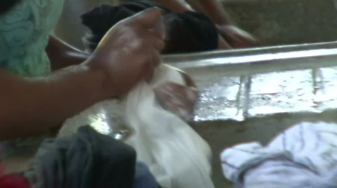 Closeup of handwashing clothes Stock Footage 514556