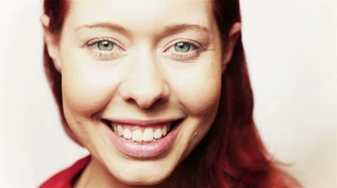 Closeup of happy redhead Video stock 8559293