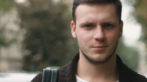 Closeup of happy young man smiing Stock Footage