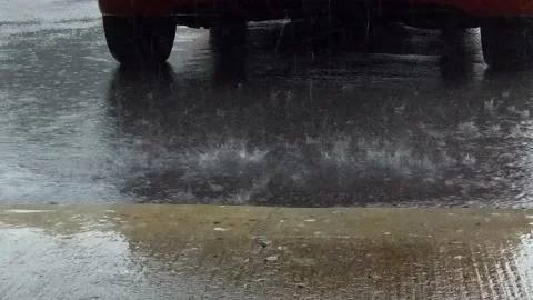 Closeup of hard rain 4K Stock Footage 136270804