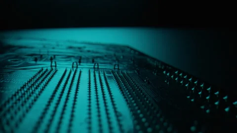 Closeup hardware components board directing power in schematic system. Stock Footage 332673700