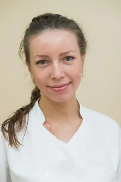 Closeup headshot portrait of friendly, smiling, confident female, woman doctor Stock Photos