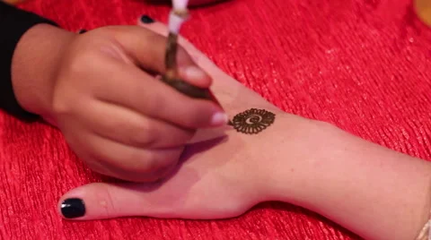 Closeup of Henna Artwork Stock Footage 48597432